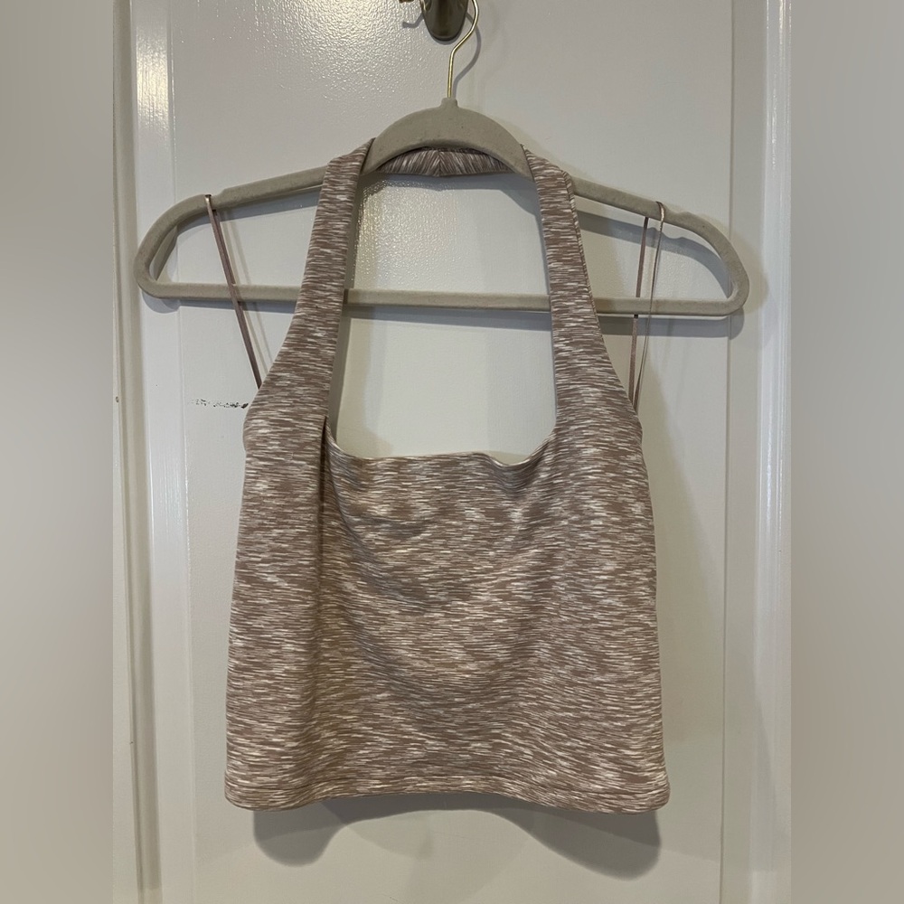Abercrombie & Fitch Beige and White Halter Top Soft A&F Collection